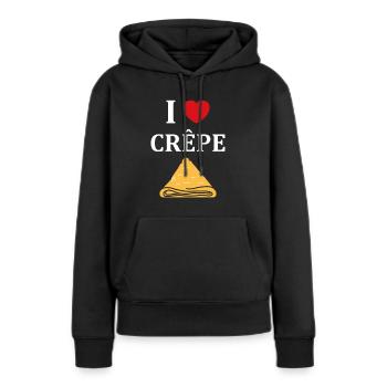 Crêpes Bretagne humour crêpe - Sweat à capuche Premium bio Femme - noir - Devant - Julia (174cm)