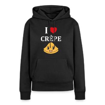 Crêpes Bretagne humour crêpe - Sweat à capuche Premium bio Femme - noir - Devant - Julia (174cm)