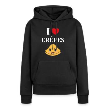 Crêpes Bretagne humour crêpe - Sweat à capuche Premium bio Femme - noir - Devant - Julia (174cm)