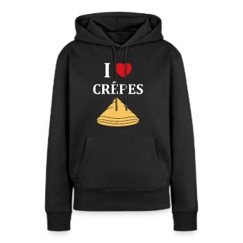 Crêpes Bretagne humour crêpe - Sweat à capuche Premium bio Femme - noir - Devant - Julia (174cm)
