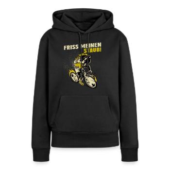 Friss meinen Staub | Radsport Rennrad Shirt - Frauen Premium Bio Hoodie - Schwarz - Vorne - Julia (174cm)