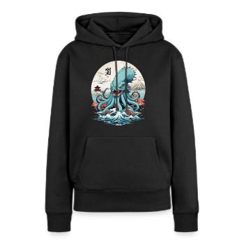 Vintage Kraken Sea Monster Japan Style Aesthetic - Women’s Premium Organic Hoodie - black - Front - Julia (174cm)