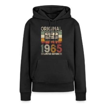 Geboren Legenden '65 - Frauen Premium Bio Hoodie - Schwarz - Vorne - Julia (174cm)