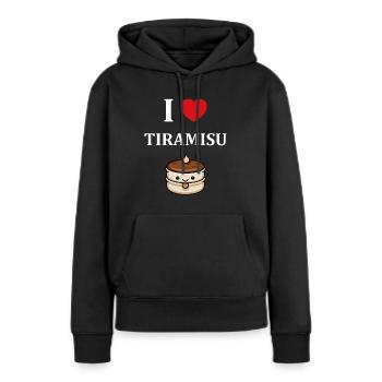 Humour tiramisu - Sweat à capuche Premium bio Femme - noir - Devant - Julia (174cm)