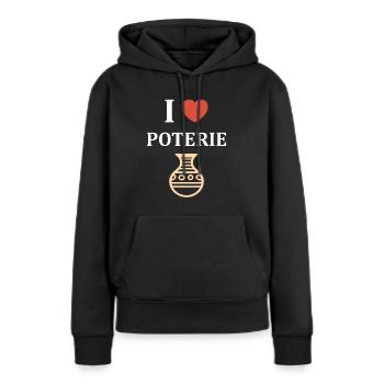 Poterie - Sweat à capuche Premium bio Femme - noir - Devant - Julia (174cm)