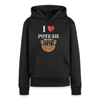 Poterie - Sweat à capuche Premium bio Femme - noir - Devant - Julia (174cm)