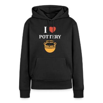 Poterie - Sweat à capuche Premium bio Femme - noir - Devant - Julia (174cm)
