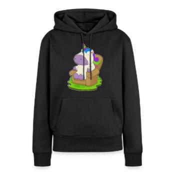 Einhorn Sessel - Frauen Premium Bio Hoodie - Schwarz - Vorne - Julia (174cm)