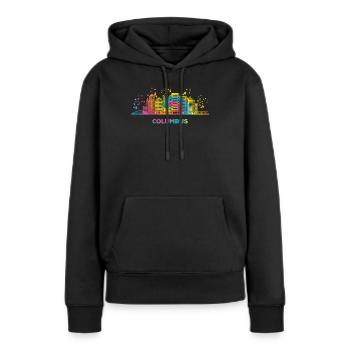 Columbusite Skyline Columbus - Sweat à capuche Premium bio Femme - noir - Devant - Julia (174cm)