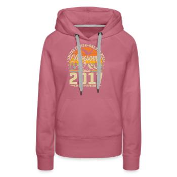 Einzigartiges 2017 Jahrgang Jubiläumsdesign - Frauen Premium Bio Hoodie - Malve - Vorne - Isabella (175cm)
