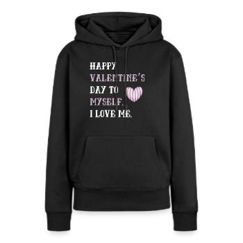 Joyeuse Saint-Valentin à moi-même - Sweat à capuche Premium bio Femme - noir - Devant - Julia (174cm)