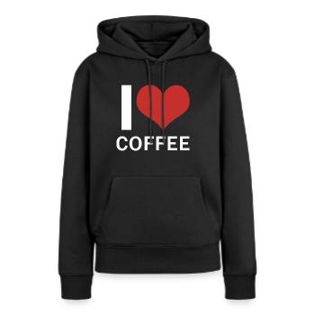 J’aime le café - Sweat à capuche Premium bio Femme - noir - Devant - Julia (174cm)