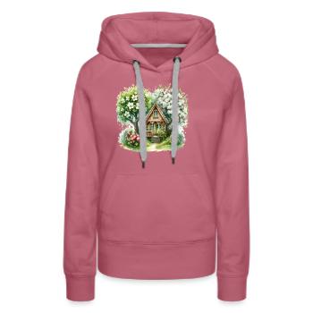 Quiet wooden house surrounded by fruit trees - Women’s Premium Organic Hoodie - mauve - Front - Isabella (175cm)