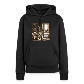 Rural farmhouse kitchen with vintage utensils - Women’s Premium Organic Hoodie - black - Front - Julia (174cm)
