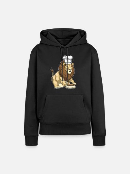 Löwe Bäcker Nudelholz Backen - Frauen Premium Bio Hoodie - Schwarz