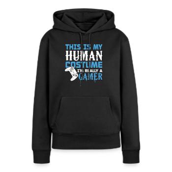 Je suis vraiment un joueur - Sweat à capuche Premium bio Femme - noir - Devant - Julia (174cm)