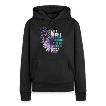 Sensibilisation à la prévention du suicide - Sweat à capuche Premium bio Femme - noir - Devant - Julia (174cm)