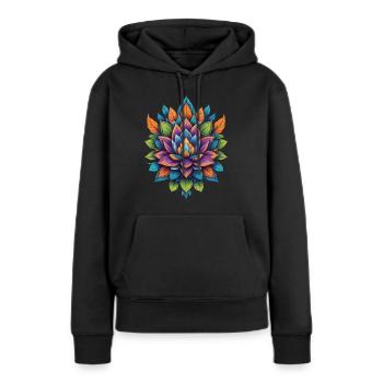 Spirituelle Blume Lotus Lebensenergie Lebensblume - Frauen Premium Bio Hoodie - Schwarz - Vorne - Julia (174cm)