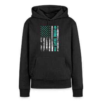 Service d’incendie Pompier Pompier Lutte contre les incendies - Sweat à capuche Premium bio Femme - noir - Devant - Julia (174cm)