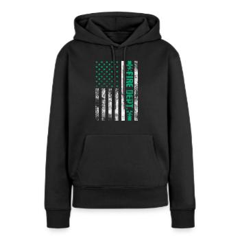 Service d’incendie Pompier Pompier Lutte contre les incendies - Sweat à capuche Premium bio Femme - noir - Devant - Julia (174cm)