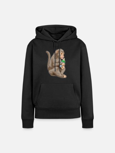 Affe Babyflasche - Frauen Premium Bio Hoodie - Schwarz
