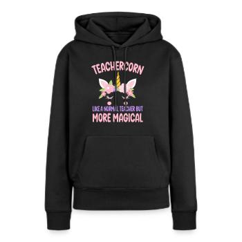 Teachercorn like a normal Teacher Tutor - Women’s Premium Organic Hoodie - black - Front - Julia (174cm)