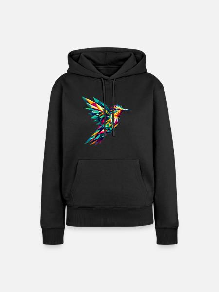Colibri dans la représentation polygonale - Sweat à capuche Premium bio Femme - noir