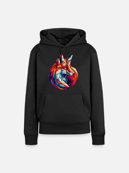 Fuchs in Polygonendarstellung - Frauen Premium Bio Hoodie - Schwarz