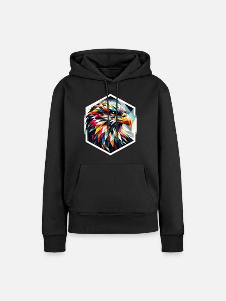 Seeadler in Polygonendarstellung - Frauen Premium Bio Hoodie - Schwarz