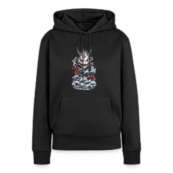 Seeungeheuer Japanischer Dämon Yokai Style - Frauen Premium Bio Hoodie - Schwarz - Vorne - Julia (174cm)