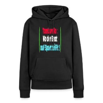 Tamburello Wo der Beat auf den Sport trifft - Frauen Premium Bio Hoodie - Schwarz - Vorne - Julia (174cm)