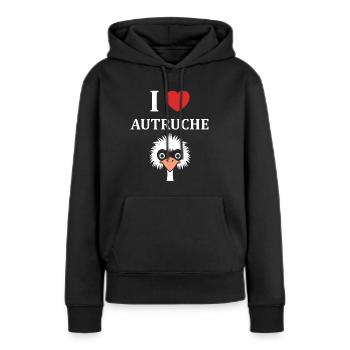 Humorvolles Strauß-Zitat - Frauen Premium Bio Hoodie - Schwarz - Vorne - Julia (174cm)