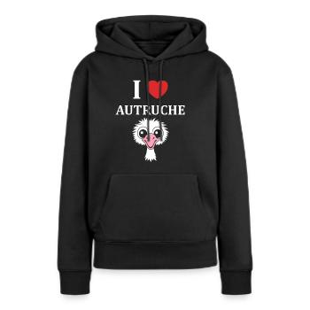 Humorvolles Strauß-Zitat - Frauen Premium Bio Hoodie - Schwarz - Vorne - Julia (174cm)