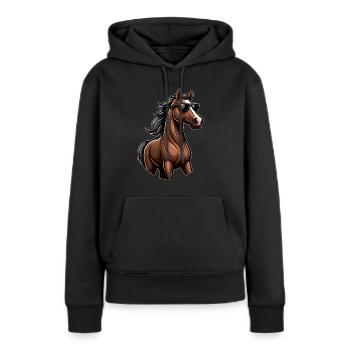 Pferd mit Sonnenbrille in Comicstyle - Frauen Premium Bio Hoodie - Schwarz - Vorne - Julia (174cm)