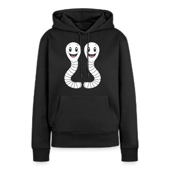 regenwürmer - Frauen Premium Bio Hoodie - Schwarz - Vorne - Julia (174cm)