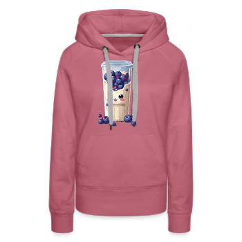 Myrtilles Mignon Milkshake Kawaii Fun - Sweat à capuche Premium bio Femme - mauve - Devant - Isabella (175cm)