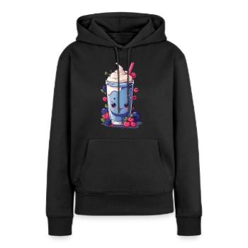 Beeren Milchshake Spaß Kawaii Anime Design - Frauen Premium Bio Hoodie - Schwarz - Vorne - Julia (174cm)