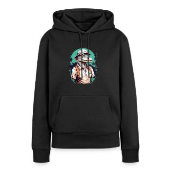 Golfer Krokodil Golfspieler Design Streetwear - Frauen Premium Bio Hoodie - Schwarz - Vorne - Julia (174cm)