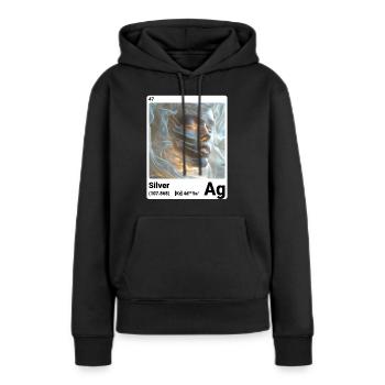 AI am Silber (wt) - Frauen Premium Bio Hoodie - Schwarz - Vorne - Julia (174cm)