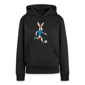Lapin de Pâques Joueur de Football Design de Football de Pâques - Sweat à capuche Premium bio Femme - noir - Devant - Julia (174cm)