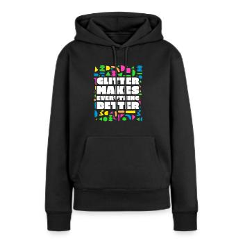Glitzer - Frauen Premium Bio Hoodie - Schwarz - Vorne - Julia (174cm)