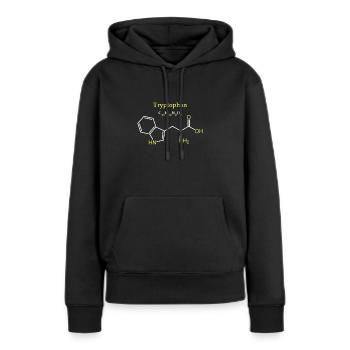 Tryptophane Molécule - Sweat à capuche Premium bio Femme - noir - Devant - Julia (174cm)