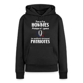 Homme patriotes - Sweat à capuche Premium bio Femme - noir - Devant - Julia (174cm)