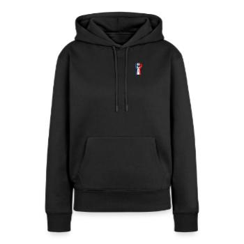 France patriote - Sweat à capuche Premium bio Femme - noir - Devant - Julia (174cm)