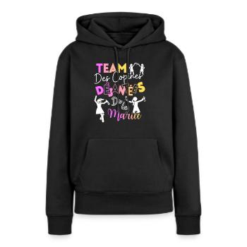 EVJF - TEAM des copines Déjantées de la mariée - Sweat à capuche Premium bio Femme - noir - Devant - Julia (174cm)
