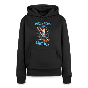 Mamas Kleiner Baseball-Star - Frauen Premium Bio Hoodie - Schwarz - Vorne - Julia (174cm)