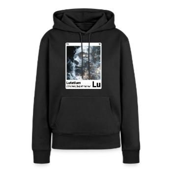 AI am Lutécium (wt) - Sweat à capuche Premium bio Femme - noir - Devant - Julia (174cm)
