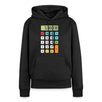Calculatrice de Boobies - Sweat à capuche Premium bio Femme - noir - Devant - Julia (174cm)