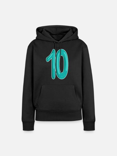 Zehn 10 Nummer Zahl - Frauen Premium Bio Hoodie - Schwarz