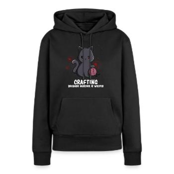 Artisanat - Artisanat Humour - Artisanat Chat - Sweat à capuche Premium bio Femme - noir - Devant - Julia (174cm)